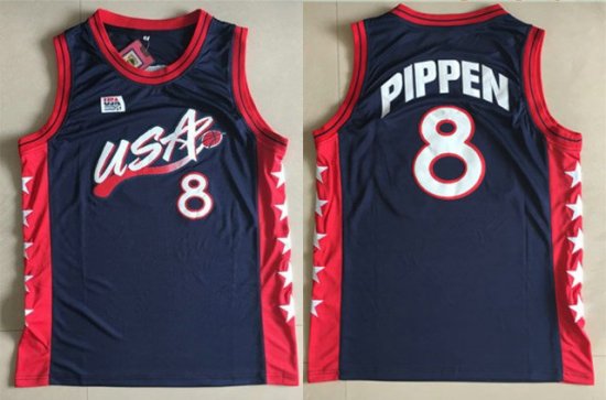 1996 Pippen 8 Atlanta Olympic jersey blue